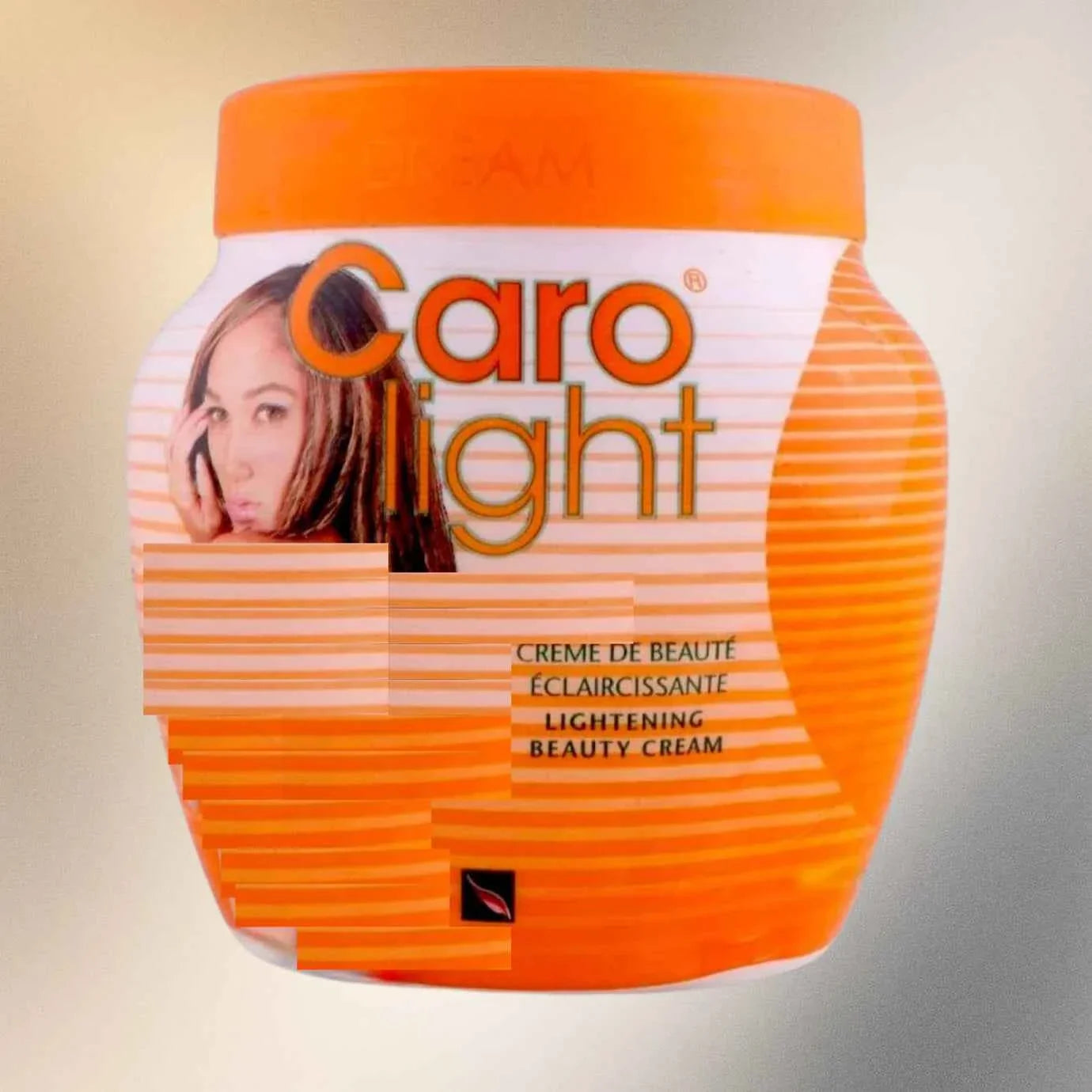 Caro Light Light Cream jar, 500ml, with a smooth white cream visible inside the open jar, shown in a close-up image.
