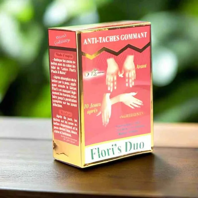 Flori Duo Serum and Lotion set with two elegant bottles, showcasing skincare products from Flori for nourishing skin.