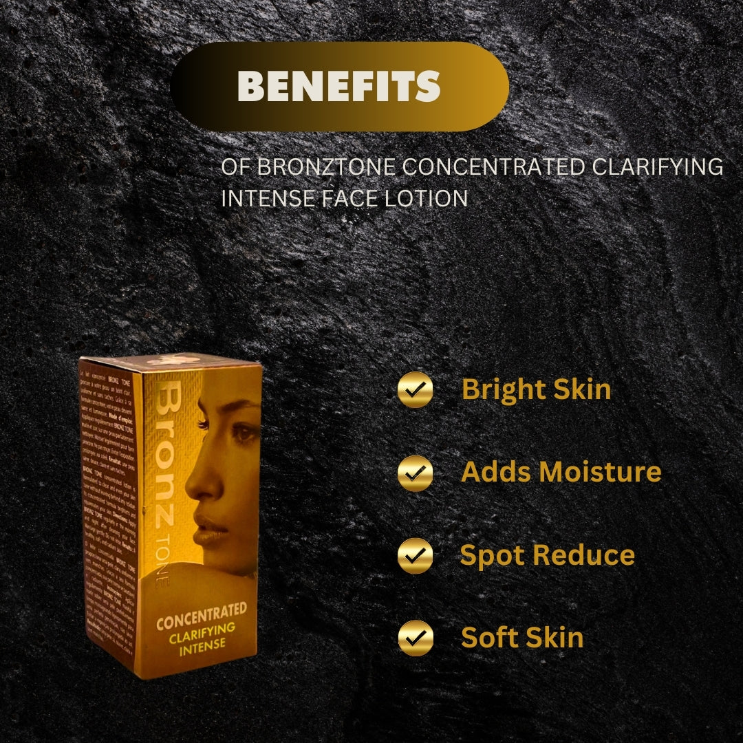 Bronz Tone concentrated face lotion in 60ml bottle, featuring a bronze-toned packaging and smooth texture for skincare.