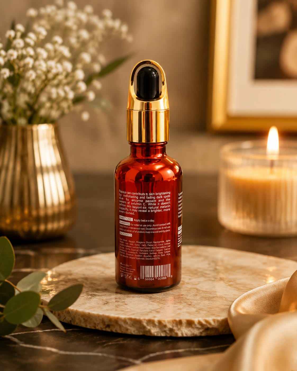 Papaya Glow Beauty Serum in a 50ml bottle, featuring a clear serum with a pump dispenser for daily skincare.
