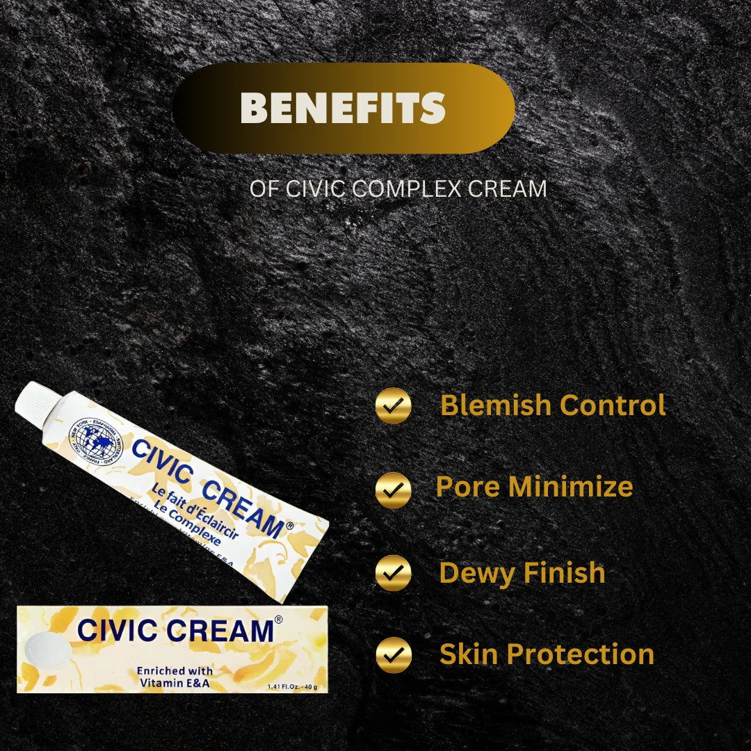 Civic Complex Daily Face Cream with Sunscreen in 1.41 oz jar, showing the moisturizing cream with SPF protection.