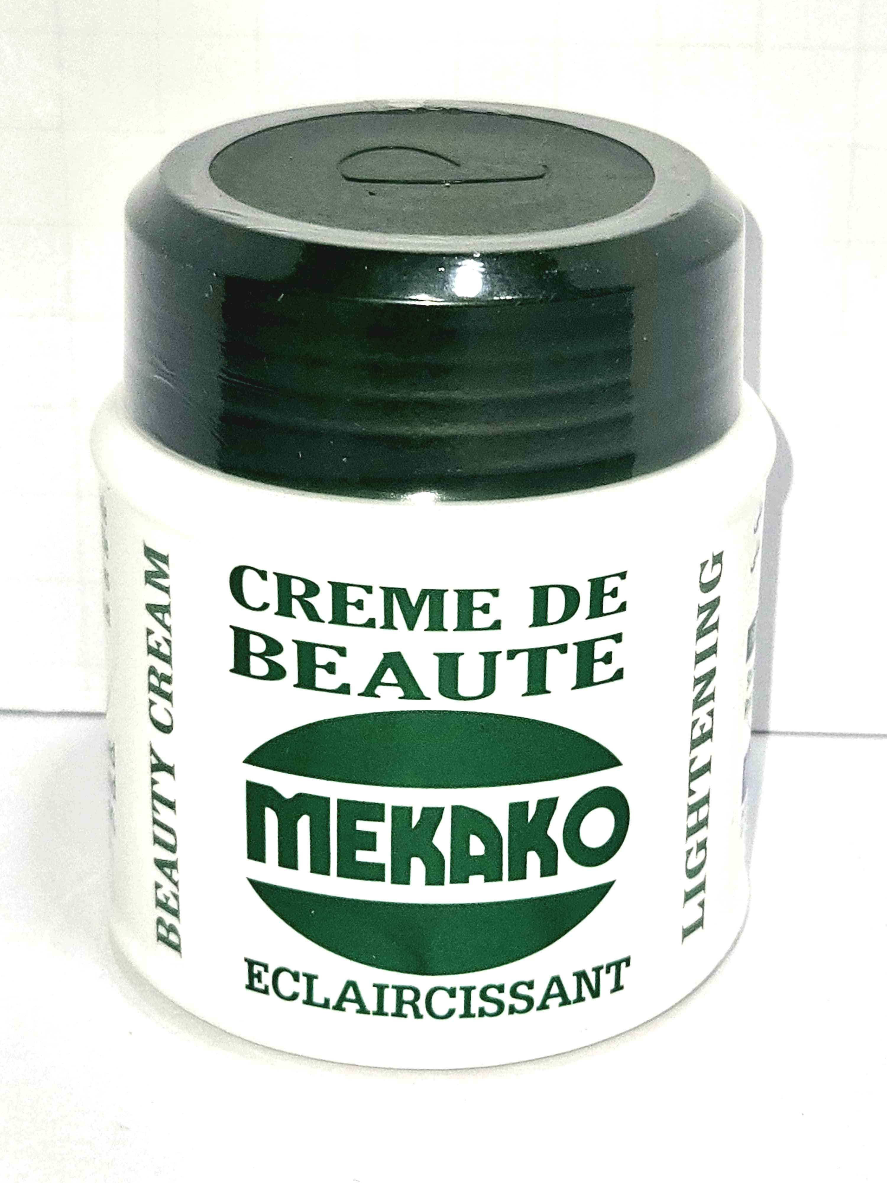Mekako Jar Body Cream in a round container with a white lid, showing the creamy texture inside.