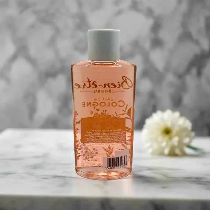 Bien-Être White Tea & Cherry Blossom Eau de Cologne bottle, 250 ml, with floral and tea scent, elegant white packaging.