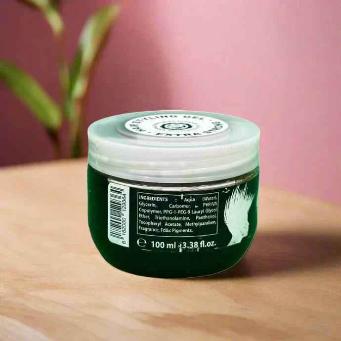 Brooklyn Hair Styling Gel with Vitamin E in a 100ml bottle, showing the gel product and packaging on a plain background.