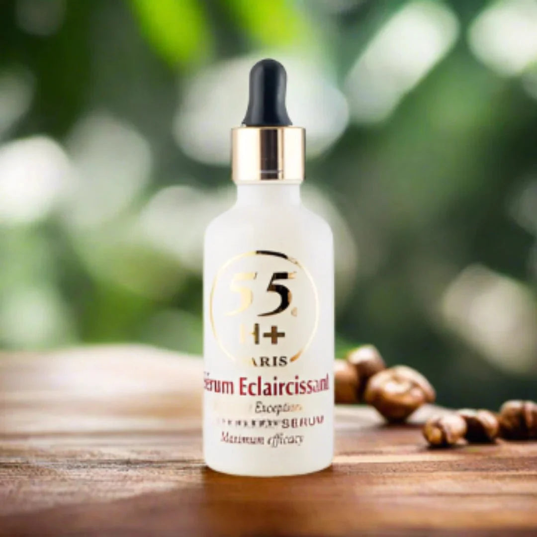 55H+ Paris Efficacite Exceptionelle Serum in 1.66 oz bottle, featuring a sleek design and labeled packaging.