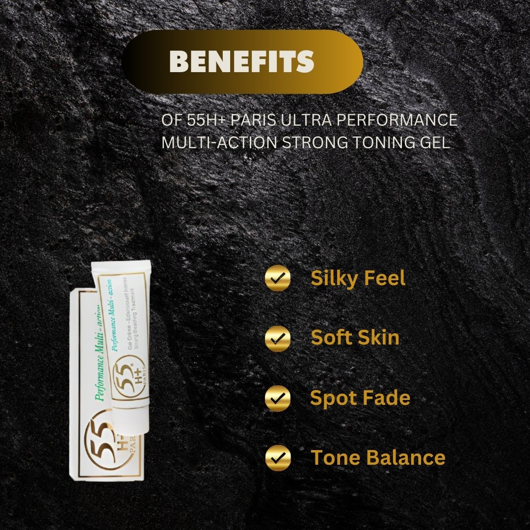 55H+ Paris Ultra Performance Multi-Action Gel in 1 oz jar, showcasing the sleek packaging and gel texture.