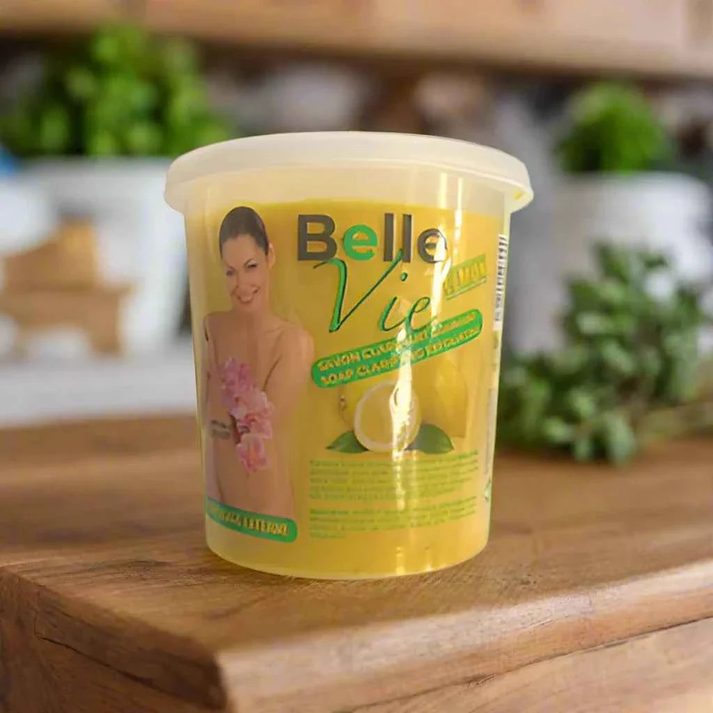 Belle Vie Lemon Cleansing Soap 670g bar with fresh lemon scent and bright yellow packaging, designed for deep cleansing and skin refreshment.