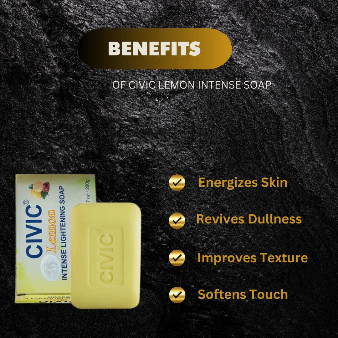 Civic Lemon Soap 7 oz bar with bright yellow lemon design and textured soap surface, showcasing fresh citrus scent.