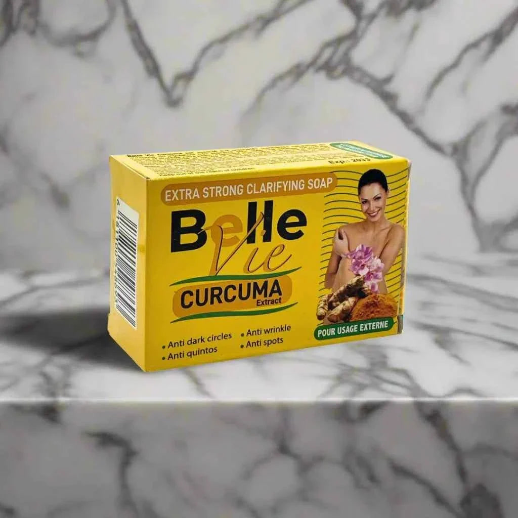 Bellevie Curcuma Extract cleansing soap bar with 225g, featuring a natural turmeric-infused formula for gentle skin cleansing.