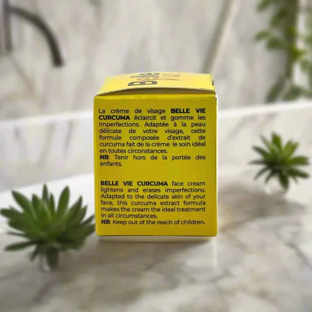 BelleVie Curcuma Extract supplement in a 40g package, featuring bright yellow turmeric powder in a clear container.