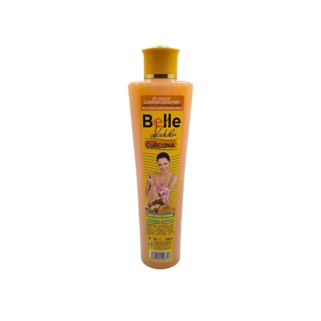 Belle Vie Curcuma Extract Body Care bottle in a 700ml container showing the label and packaging details.