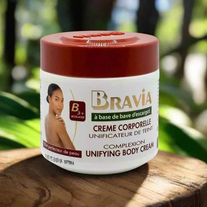 Bravia Body Cream 300ml jar with smooth, moisturizing lotion in a sleek white container, displayed against a neutral background.