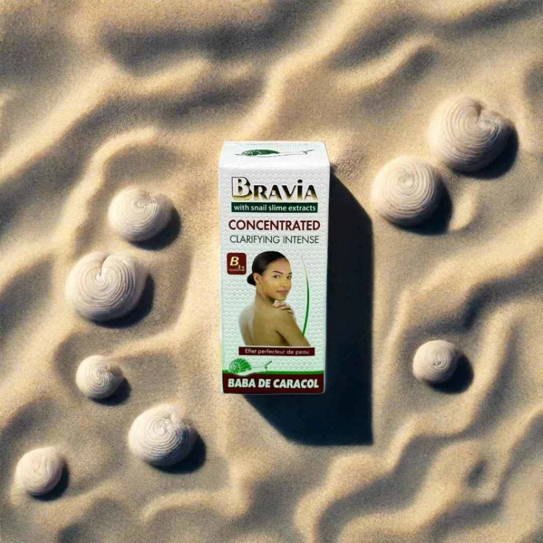 Bravia Snail Secretion Filtrate Facial Serum 60ml bottle, clear liquid in a sleek pump container, skincare product for hydration and repair.