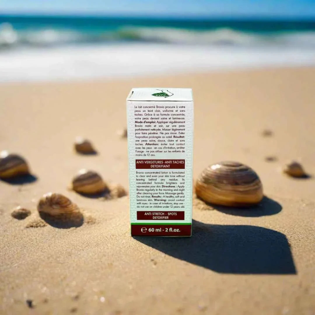 Bravia snail secretion filtrate facial serum in a 60ml bottle, featuring clear liquid and pump dispenser for skincare.