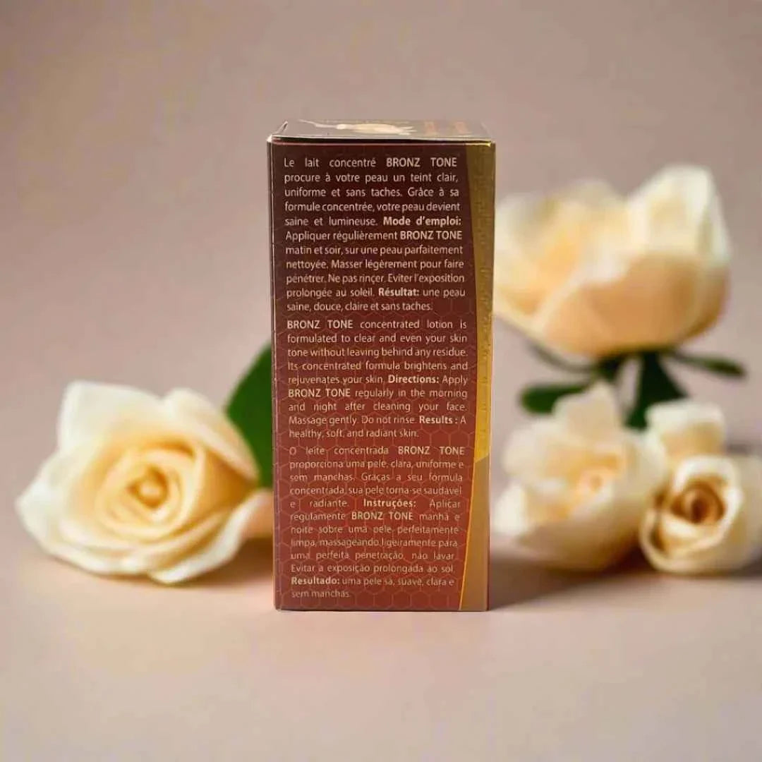 Bronz Tone concentrated face lotion in a 60ml bottle, featuring a smooth, bronzed-toned packaging with a pump dispenser.