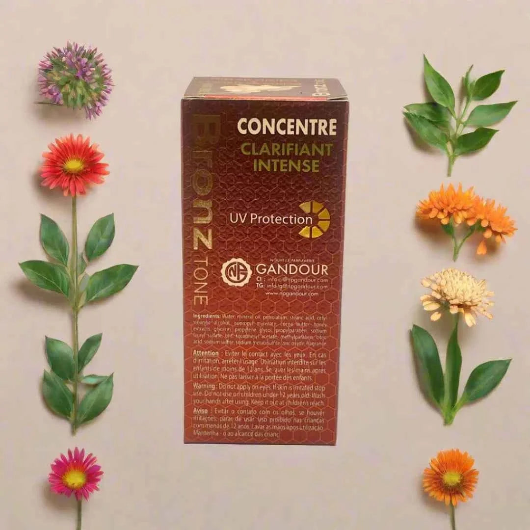 Bronz Tone concentrated face lotion in a 60ml bottle, featuring a bronzed tone for skin hydration and glow.