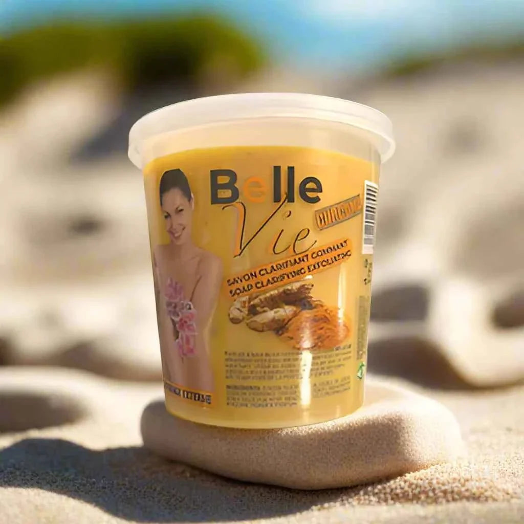 Belle Vie Curcuma cleansing soap bar in 670g packaging, showcasing the soap's turmeric-infused natural ingredients.