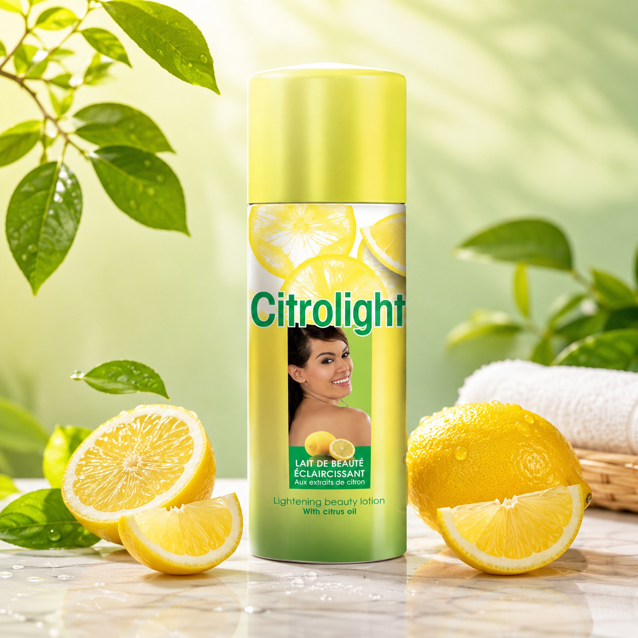Citro Citrolight Beauty Lotion with Citrus Oil in 500ml bottle, featuring a clear pump dispenser and fresh citrus label.