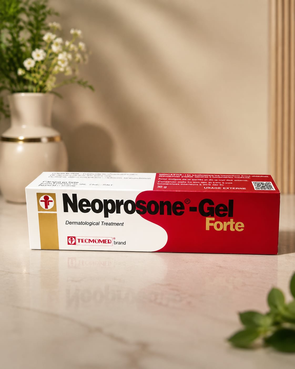 Neoprosone Brightening Gel in 30g jar, showing the smooth, translucent gel texture with a clean, minimal packaging design.
