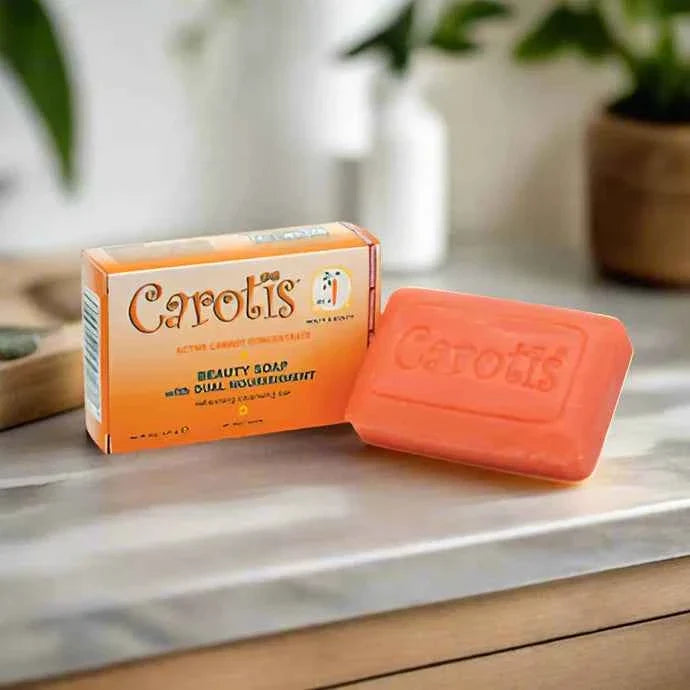 Carotis Beauty Soap 80g bar with smooth white surface, designed for skincare and cleansing.