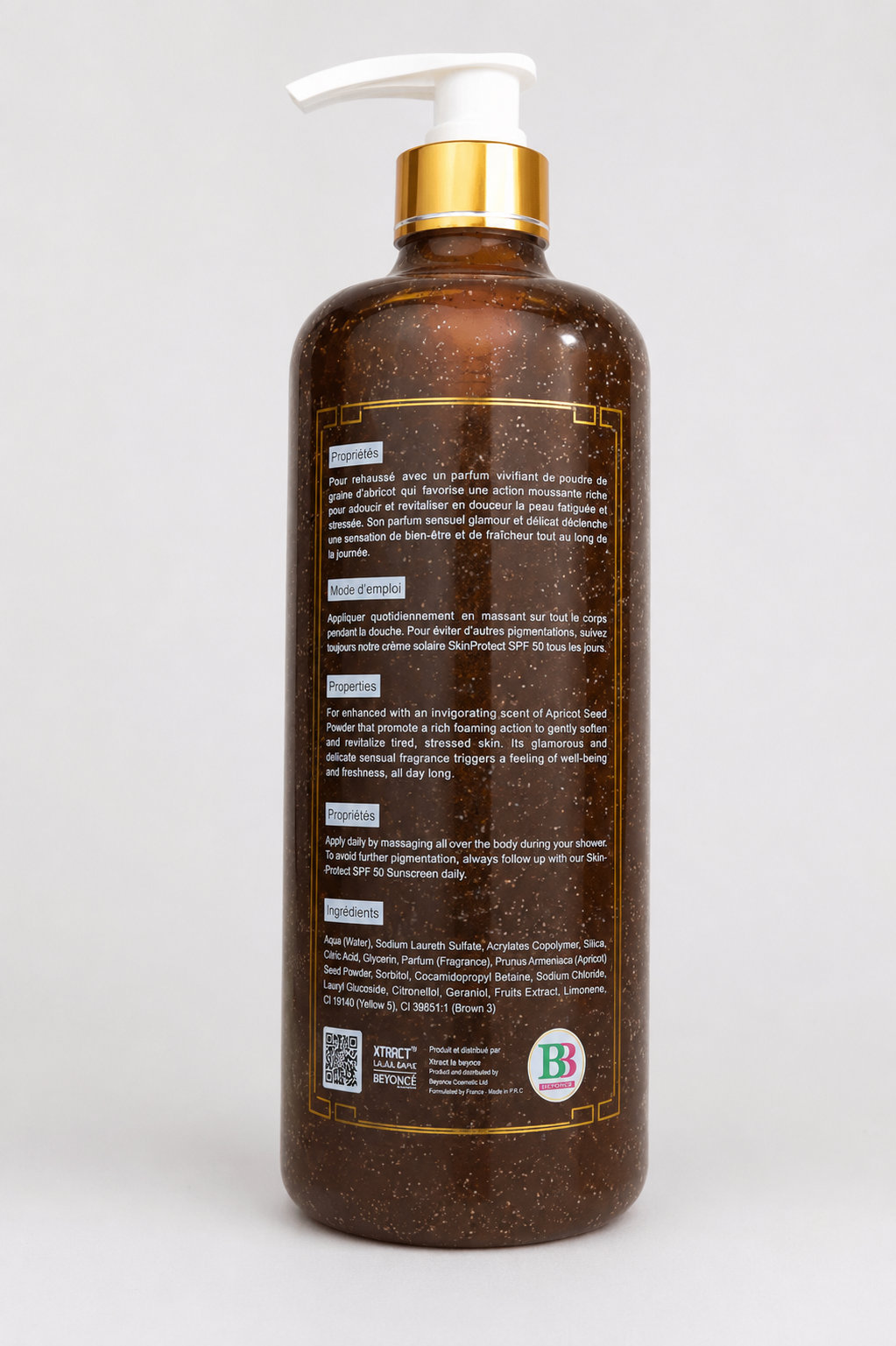 LaLaLa White Apricot Shower Gel with Fruit Acids, 1000ml, featuring a clear bottle with white liquid and apricot imagery.
