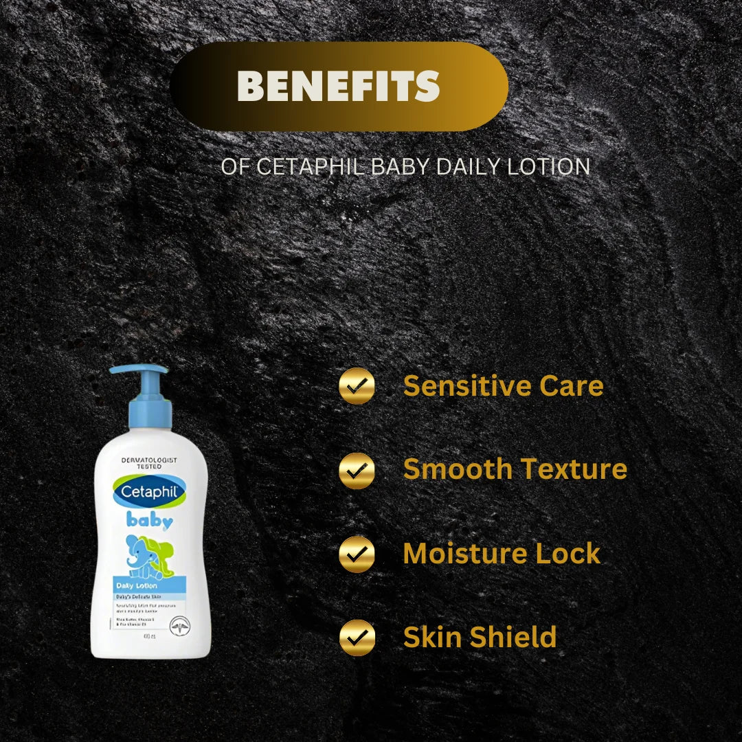 Cetaphil Baby Daily Lotion with Calendula in a 400 ml bottle, featuring a pump dispenser and gentle skincare for babies