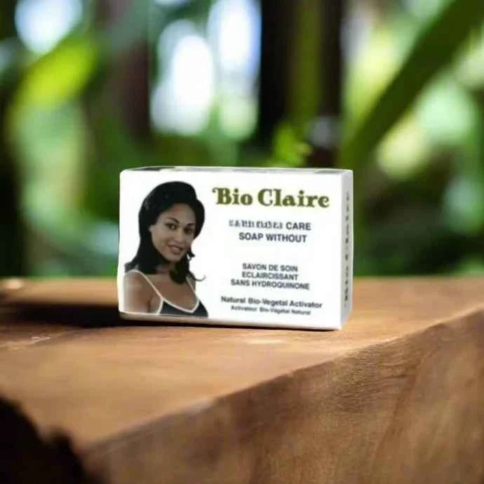 Bio Claire soap bar in 6.7 oz with natural ingredients, showcasing its clean, smooth surface and packaging.
