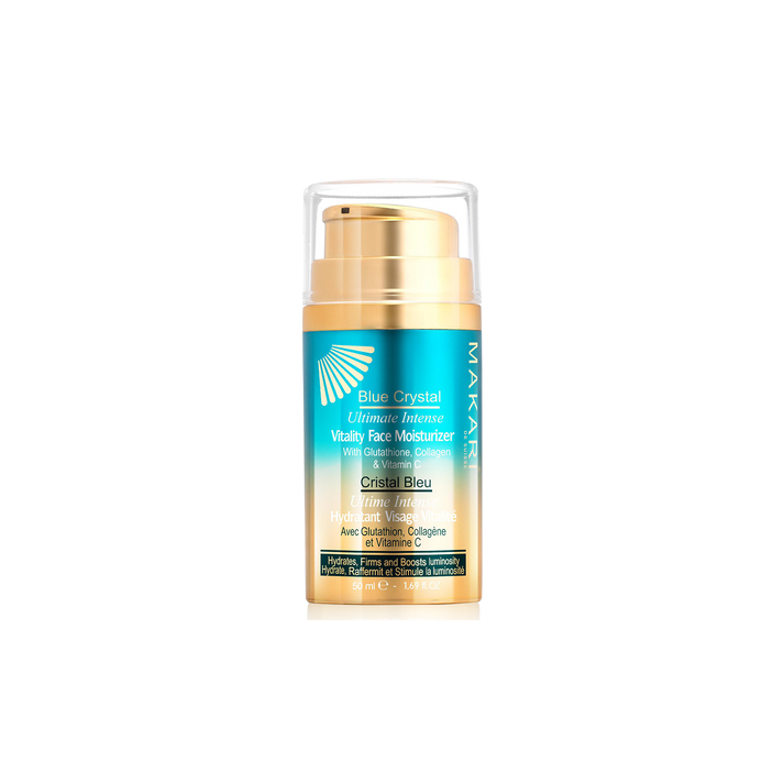 Makari Blue Crystal face cream jar with blue packaging and label, showcasing the skincare product for glowing skin.