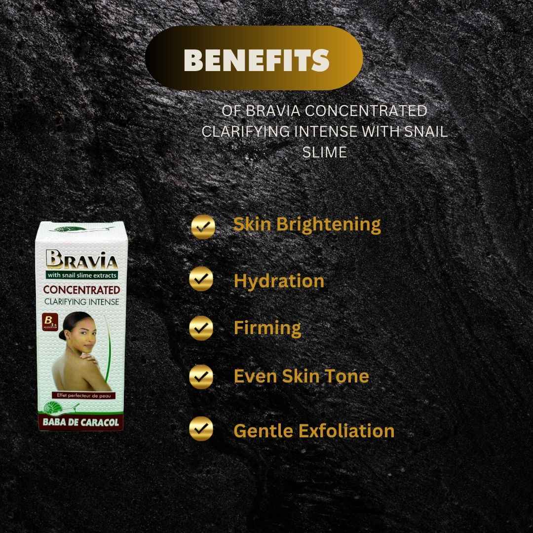 Bravia Snail Secretion Filtrate Facial Serum bottle, 60ml, with a sleek design and clear labeling.