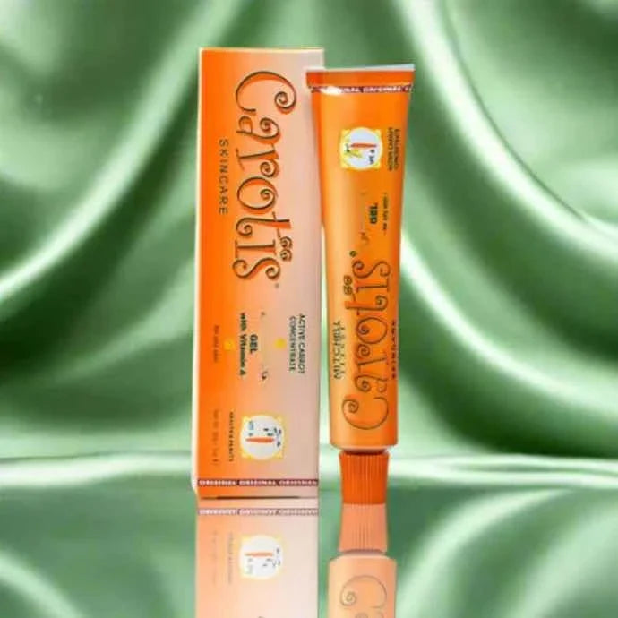 Carotis Gel 1 oz bottle with clear gel inside, designed for skin application, featuring the Carotis brand label on the packaging.