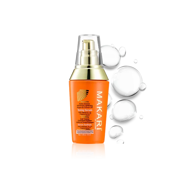 Makari Extreme Argan & Carrot Oil bottle with dropper, showing clear label and golden liquid inside.