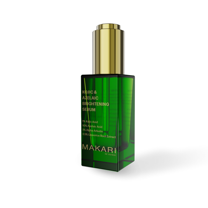 Makari Kojic Acid skin brightening cream in a jar with a white lid, designed for even skin tone and complexion enhancement.