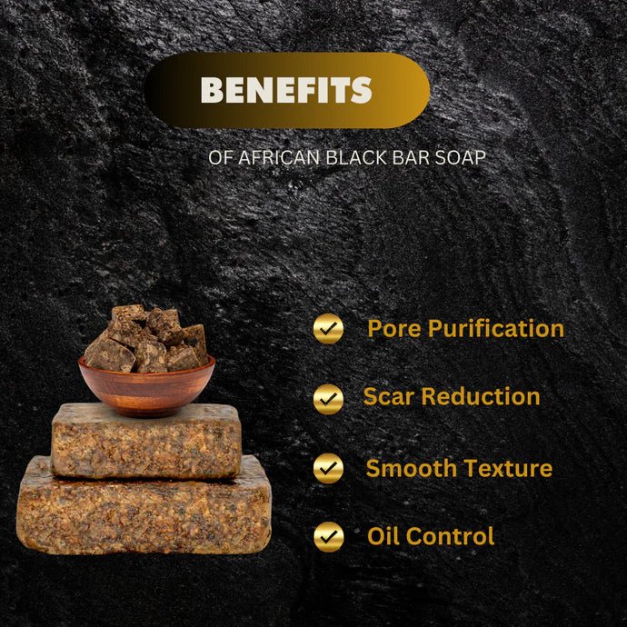 African Black Bar Soap 1lb by African Black, showing a natural dark soap bar with textured surface and branding label.
