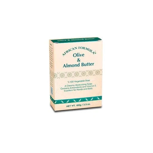 African Formula Olive and Almond Butter Soap, 3.5 oz, featuring rich olive and almond ingredients for gentle cleansing.