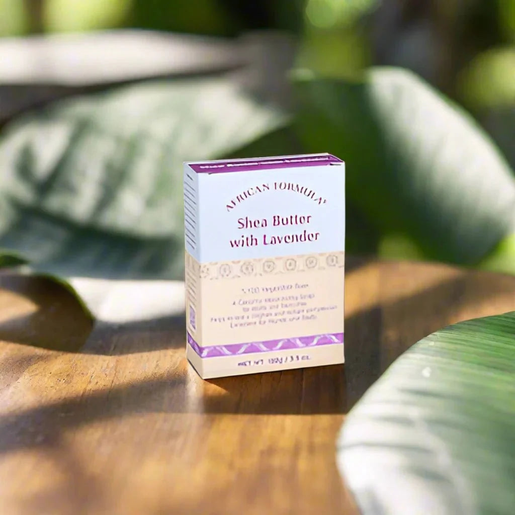 African Formula Shea Butter with Lavender Soap in 3.5 oz, featuring creamy shea butter and calming lavender scent.