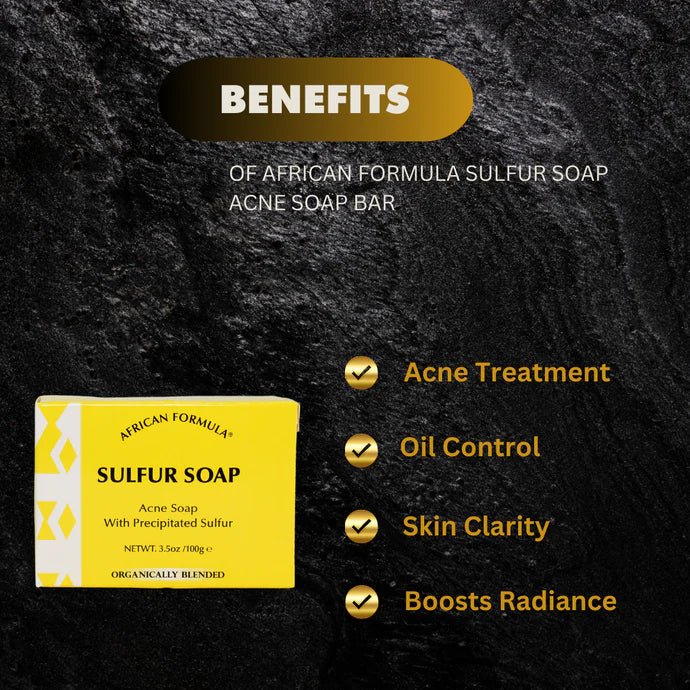 African Formula Sulfur Soap Bar, 3.5oz, natural cleansing soap with sulfur for skin care and acne treatment.