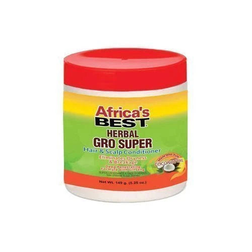Africa's Best Herbal Gro Super Pomade 5.25 oz jar, herbal formula for hair growth and styling.