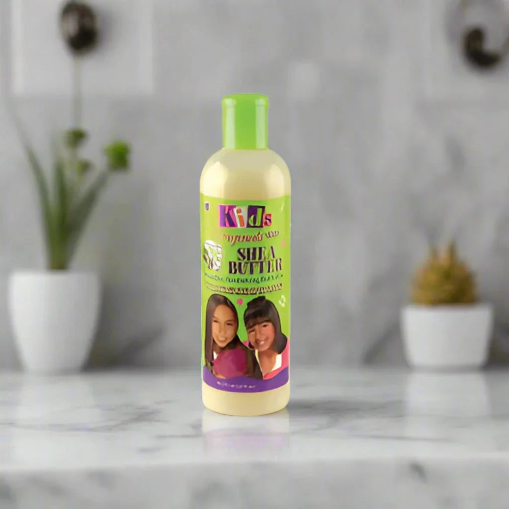 Africa's Best Kids Originals Shea Butter Detangling Lotion in a 12oz bottle, ideal for gentle hair detangling and moisture.