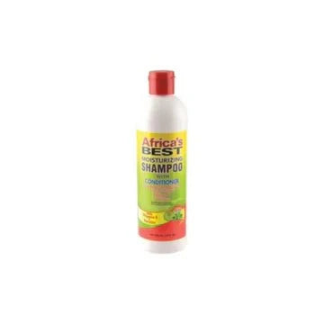 Africa's Best moisturizing shampoo with conditioner in a 12oz bottle, showing the product label and packaging.