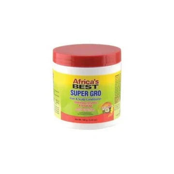 Africa's Best Super Gro Hair & Scalp Conditioner 5.25oz bottle showing the product label and packaging.