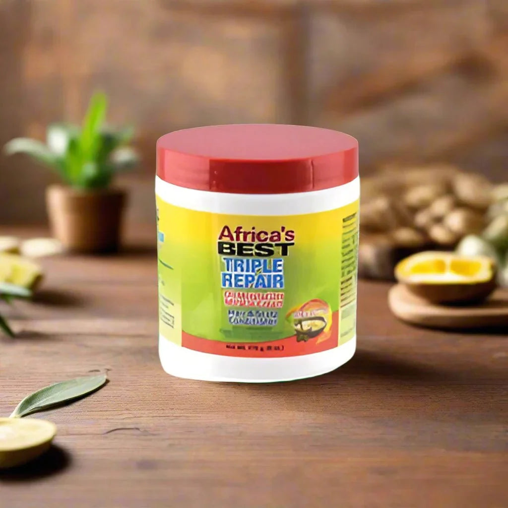 Africa's Best Triple Repair Moisturizer Miracle Cream 6 oz, creamy texture, jar with label, designed for deep hydration and skin repair.