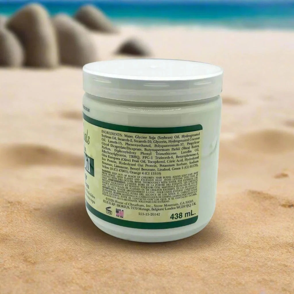 Africa's Best Ultimate Originals Extra-Virgin Olive Oil Body Whip Cream in a 15oz jar, showing the creamy, smooth texture of the product.
