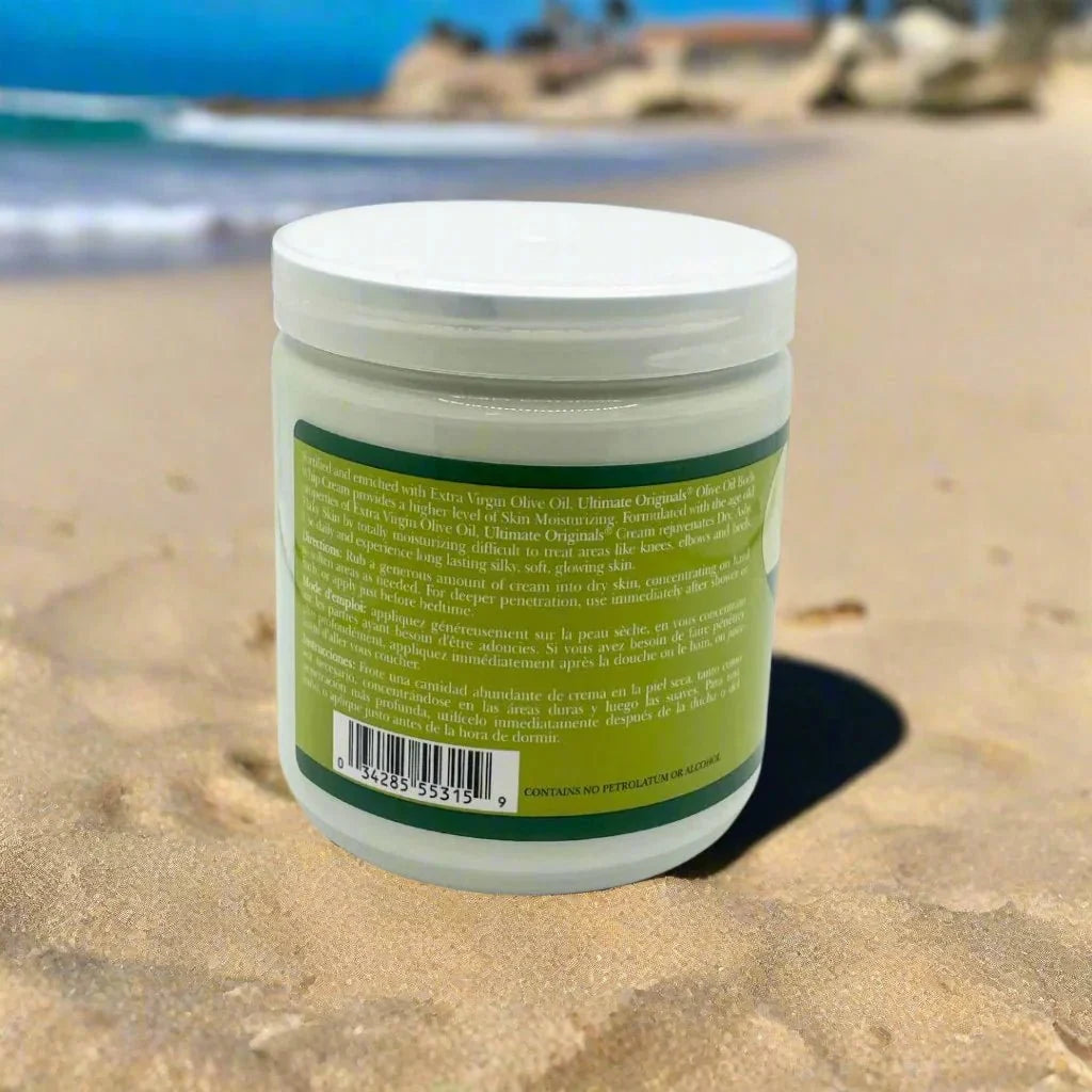 Africa's Best Ultimate Originals Extra-Virgin Olive Oil Body Whip Cream in 15oz jar, creamy moisturizer with olive oil for smooth skin