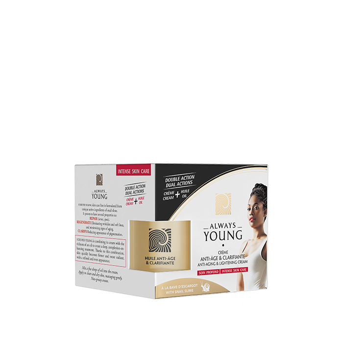Always Young Snail Body Cream jar with a white lid and label, showcasing the nourishing snail extract formula for skin care.