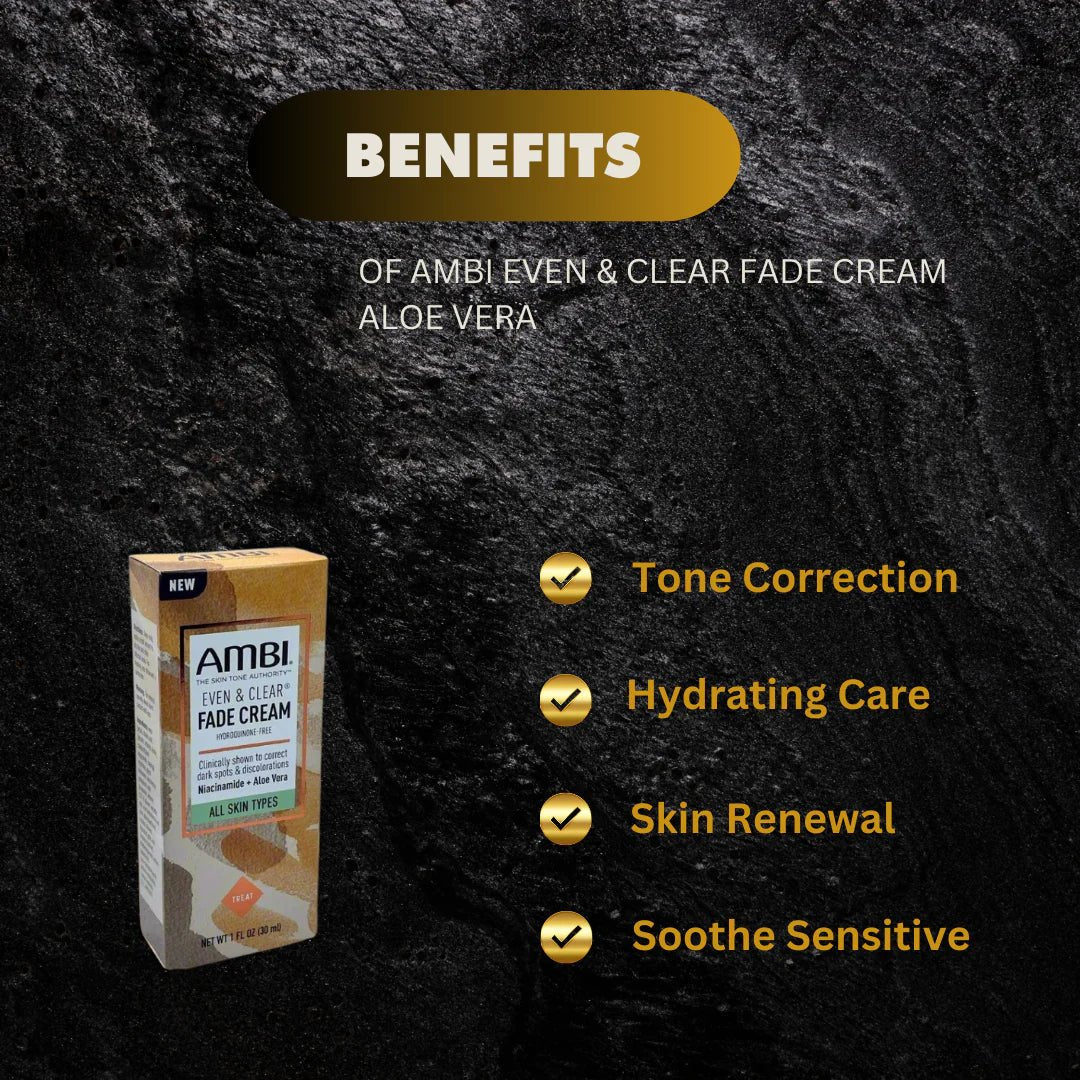 Ambi Even & Clear Aloe Vera Cream 1 oz with soothing aloe vera for brightening and skin hydration.