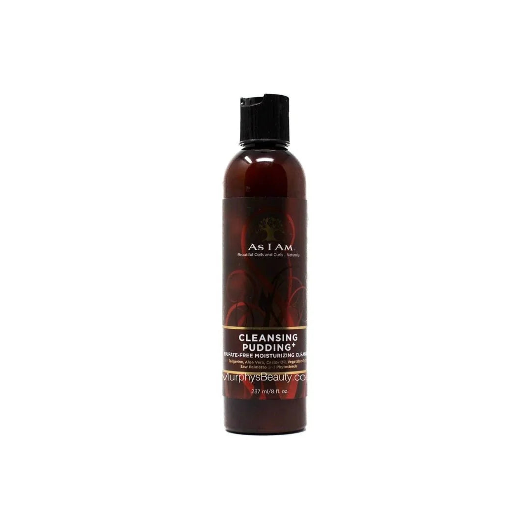 AS I AM Cleansing Pudding in 237ml bottle, creamy hair cleanser with natural ingredients for curly and textured hair.