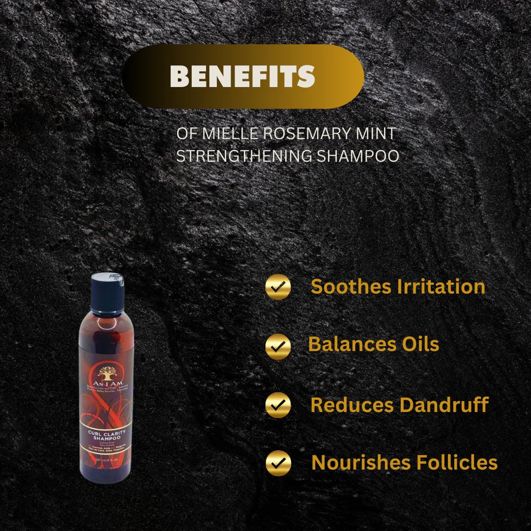 AS I AM Curl Clarity Shampoo 8oz bottle with pump dispenser, clear liquid for cleansing curly hair, close-up shot