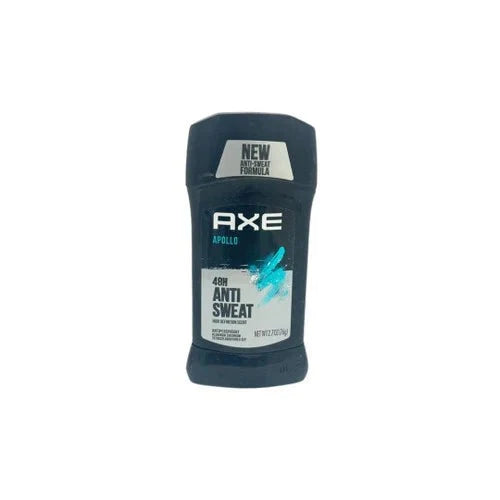 AXE Apollo high definition scent antiperspirant deodorant stick, 2.7 oz, with sleek packaging and clear branding visible.