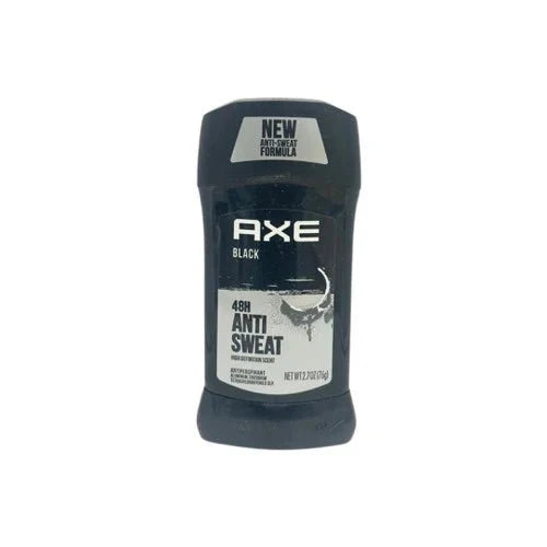 Axe Black High Definition Scent antiperspirant stick in a 2.7oz container, featuring sleek black packaging with the Axe logo.