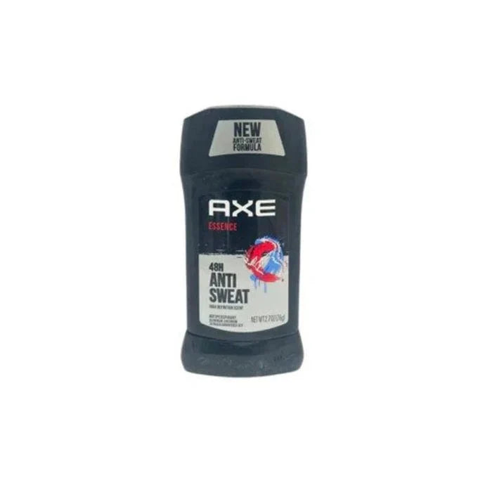 AXE Essence men's antiperspirant deodorant stick in 2.70 oz container with sleek black and silver design.